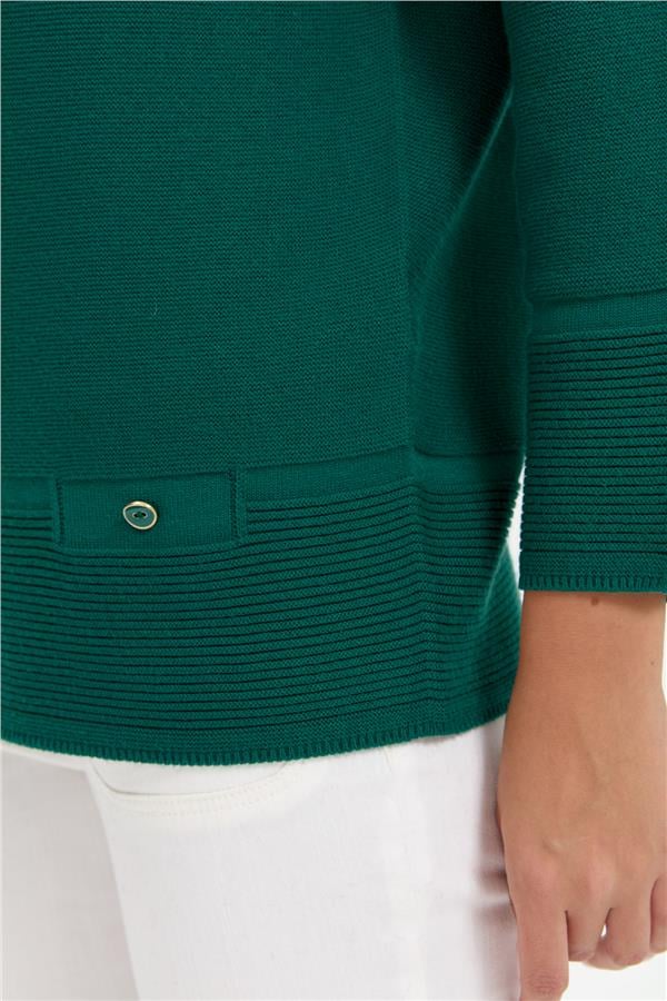 Kadın Sıfır Yaka Dikişsiz Sahte Cepli Kazak Ö.Başı