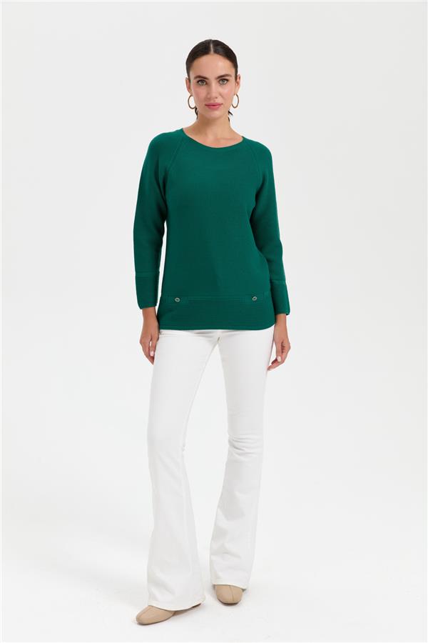 Kadın Sıfır Yaka Dikişsiz Sahte Cepli Kazak Ö.Başı