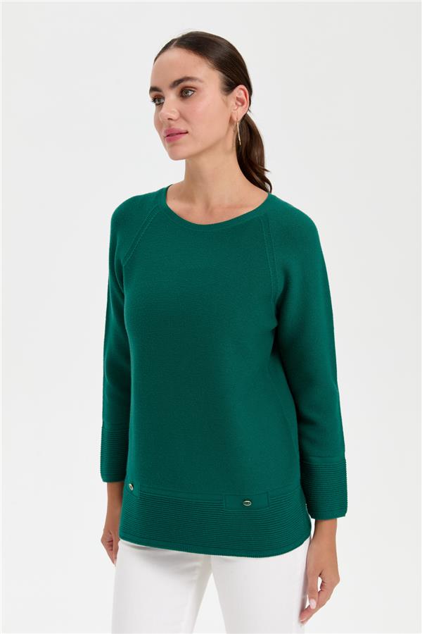 Kadın Sıfır Yaka Dikişsiz Sahte Cepli Kazak Ö.Başı