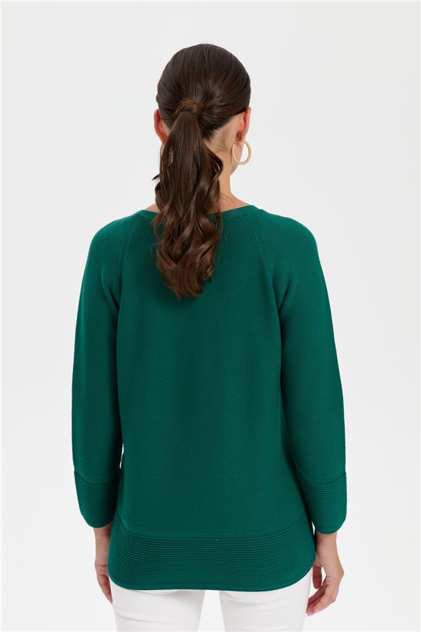 Kadın Sıfır Yaka Dikişsiz Sahte Cepli Kazak Ö.Başı