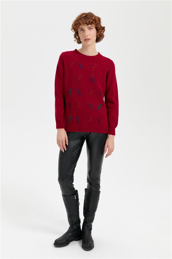 Kadın Sıfır Yaka Dikişsiz Yün Kazak V.Çürüğü