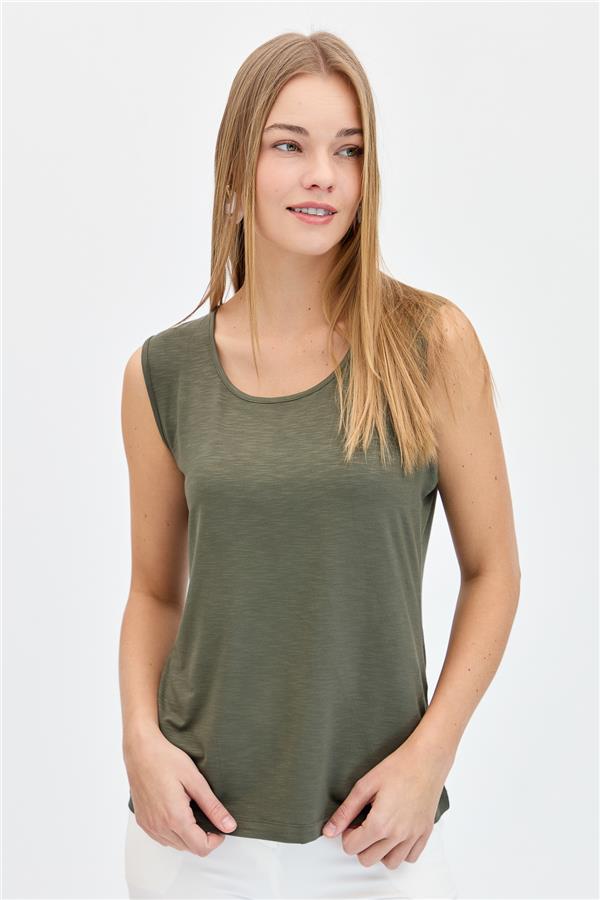 Женская базовая футболка с круглым вырезом на бретелях