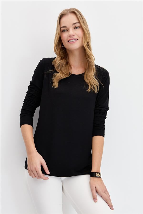 Женская базовая блузка из чесаного хлопка с круглым вырезом