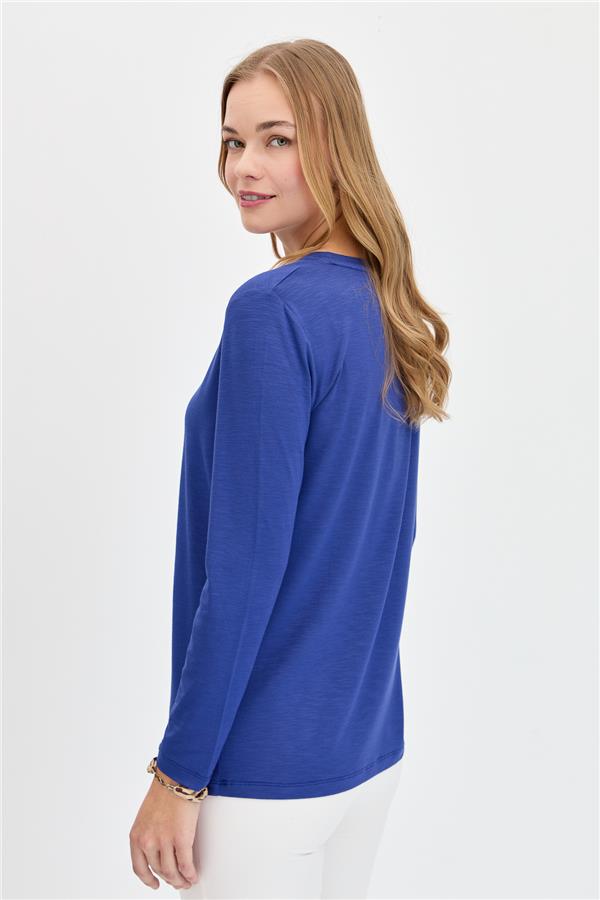 Женская базовая блузка из чесаного хлопка с круглым вырезом