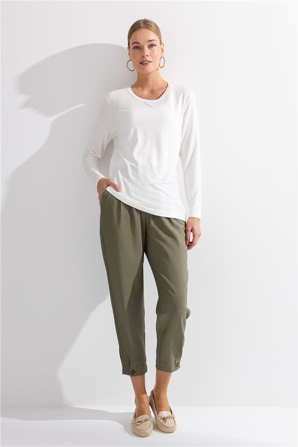 Женская базовая блузка из чесаного хлопка с круглым вырезом