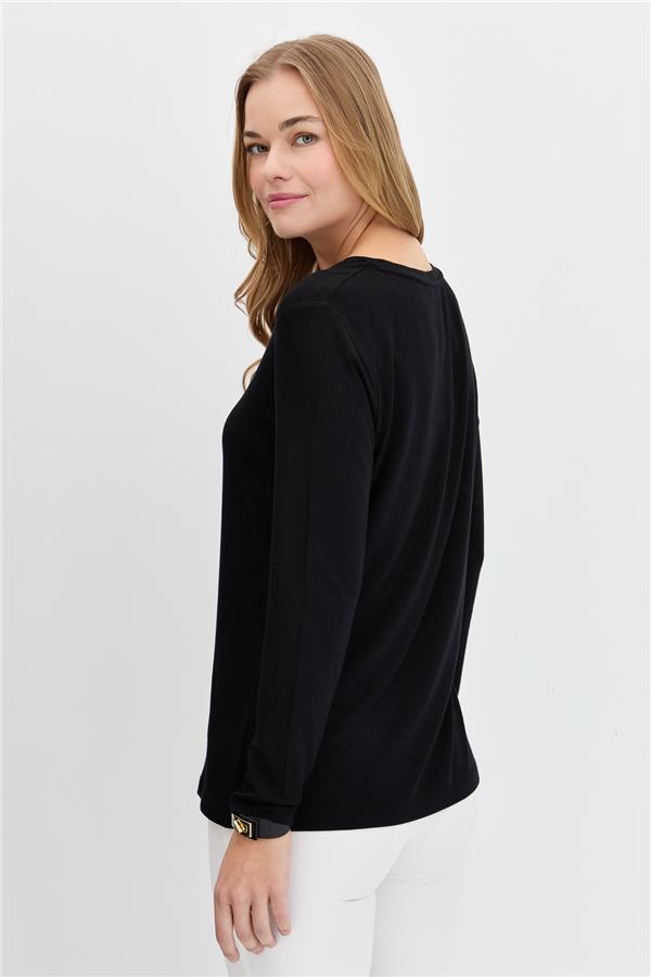 Женская базовая блузка из чесаного хлопка с круглым вырезом