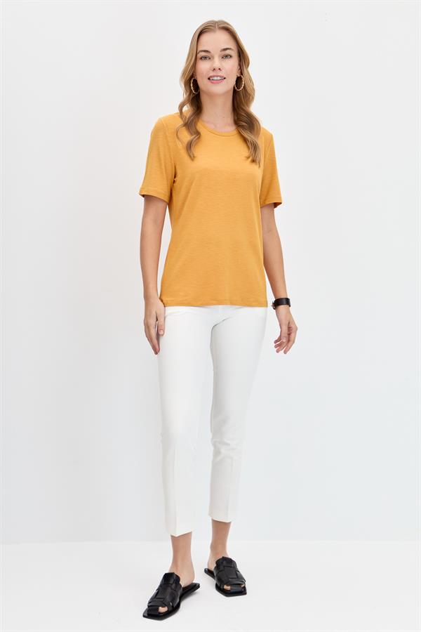 Женская футболка из чесаного хлопка с круглым вырезом