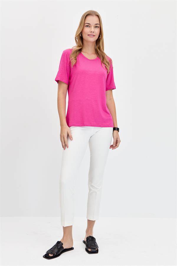 Женская футболка из чесаного хлопка с круглым вырезом