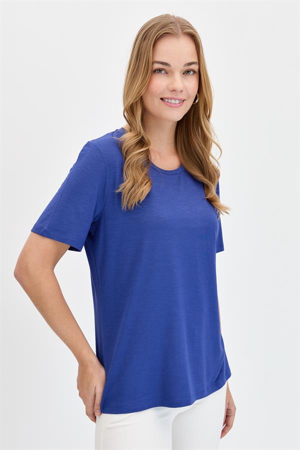 Женская футболка из чесаного хлопка с круглым вырезом