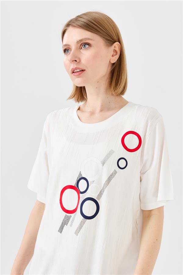 Женская хлопковая футболка с рисунком кольца цвета слоновой кости