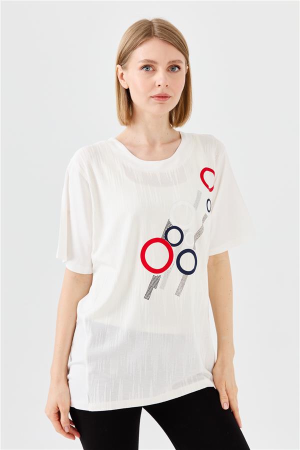 Женская хлопковая футболка с рисунком кольца цвета слоновой кости