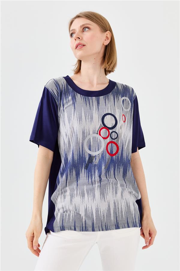 Женская хлопковая футболка с рисунком кольца темно синяя