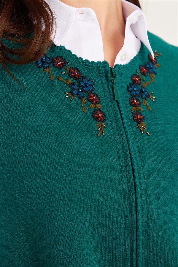 Женский шерстяной жилет с кружевной вышивкой и нулевым воротником