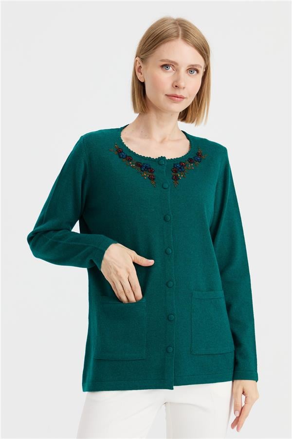 Женская шерстяная куртка с кружевной вышивкой и нулевым воротником