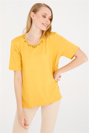 Женская трикотажная блузка Горчица