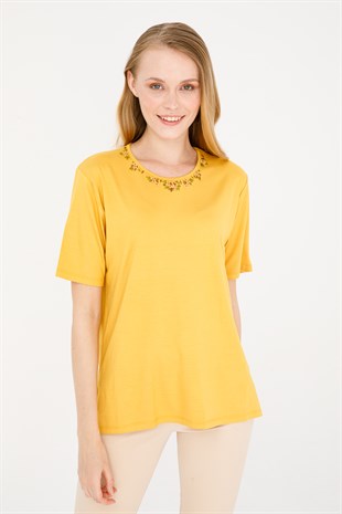 Женская трикотажная блузка Горчица