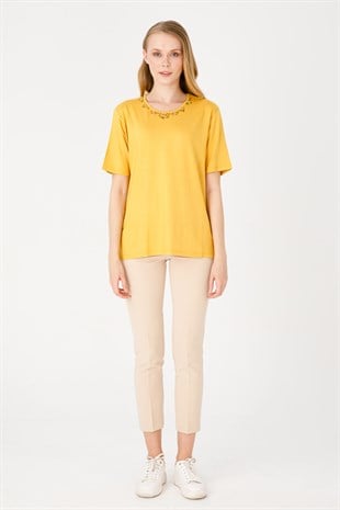 Женская трикотажная блузка Горчица
