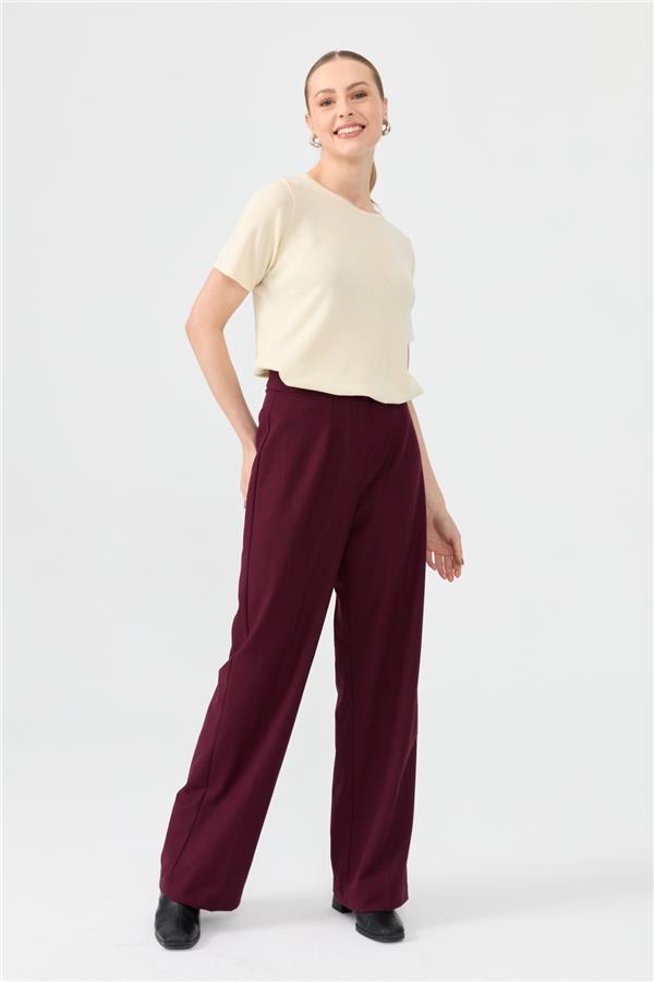 Kadın Sıfır Yaka Kısa Kollu Basic Yün Bluz Kemik