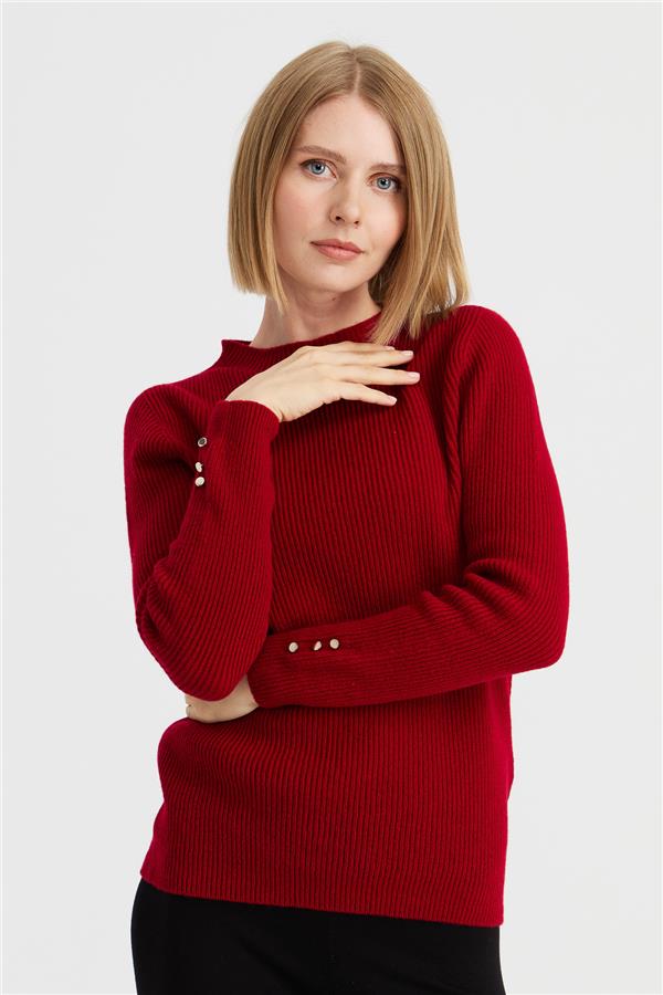 Женский шерстяной свитер на пуговицах с круглым вырезом