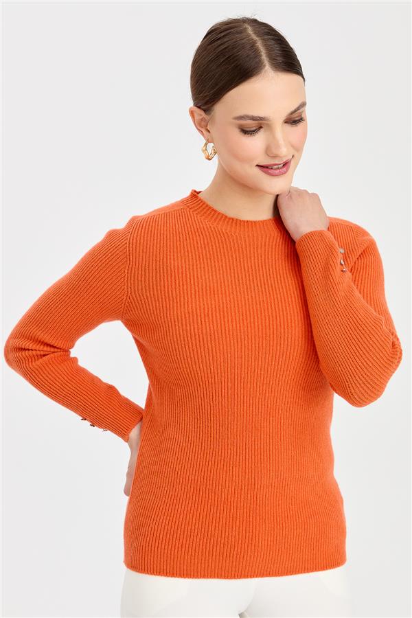 Женский шерстяной свитер на пуговицах с круглым вырезом