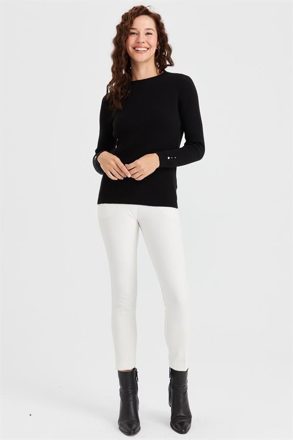 Женский шерстяной свитер на пуговицах с круглым вырезом