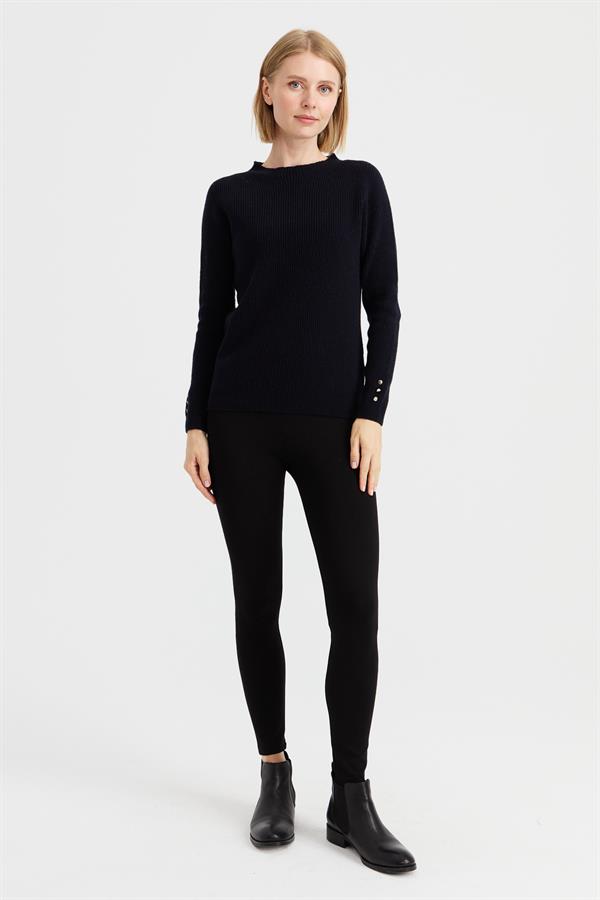 Женский шерстяной свитер на пуговицах с круглым вырезом