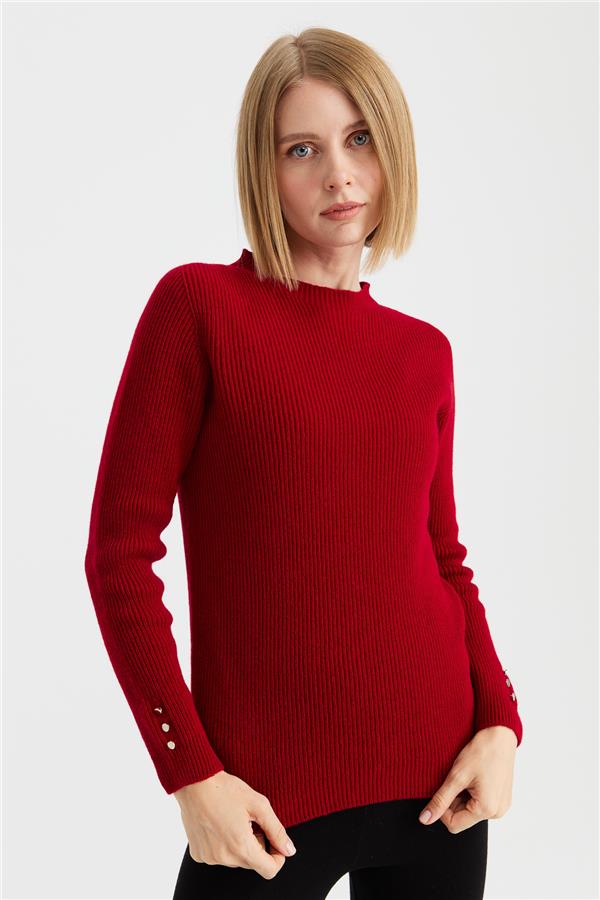 Женский шерстяной свитер на пуговицах с круглым вырезом