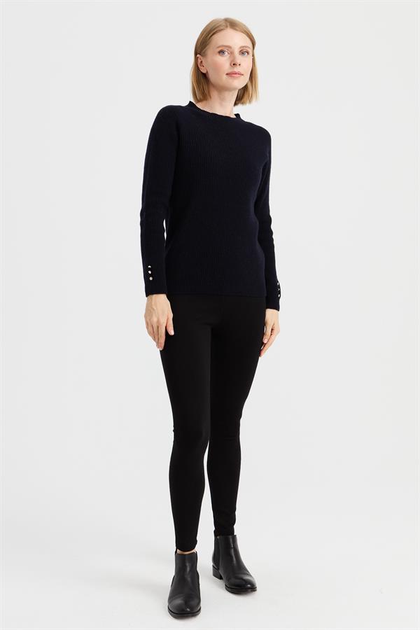 Женский шерстяной свитер на пуговицах с круглым вырезом