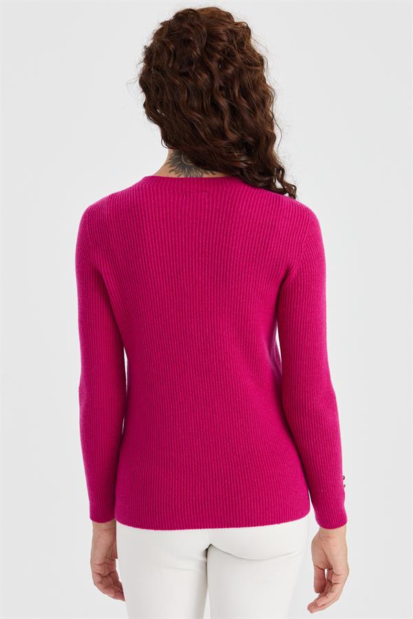 Женский шерстяной свитер на пуговицах с круглым вырезом