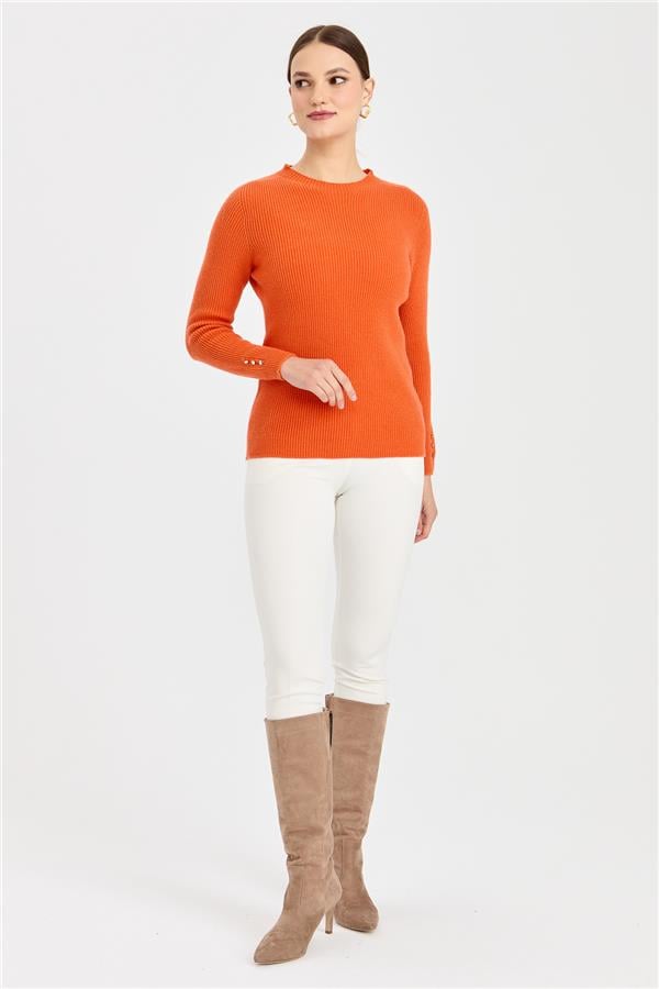 Женский шерстяной свитер на пуговицах с круглым вырезом