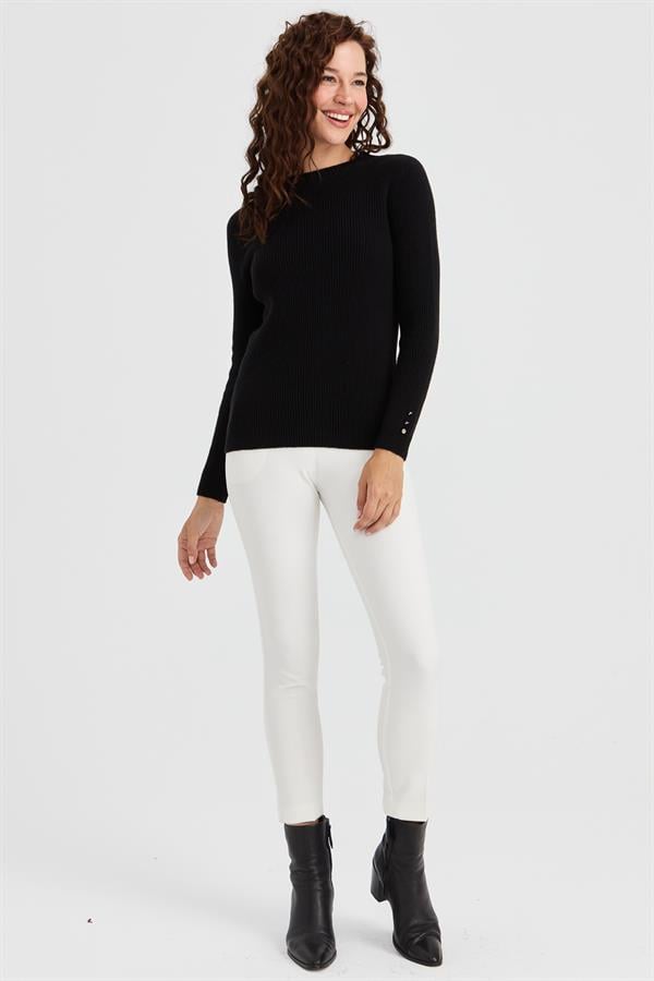 Женский шерстяной свитер на пуговицах с круглым вырезом