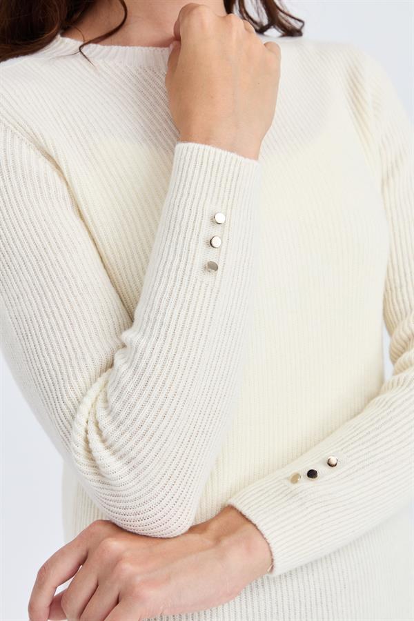 Женский шерстяной свитер на пуговицах с круглым вырезом