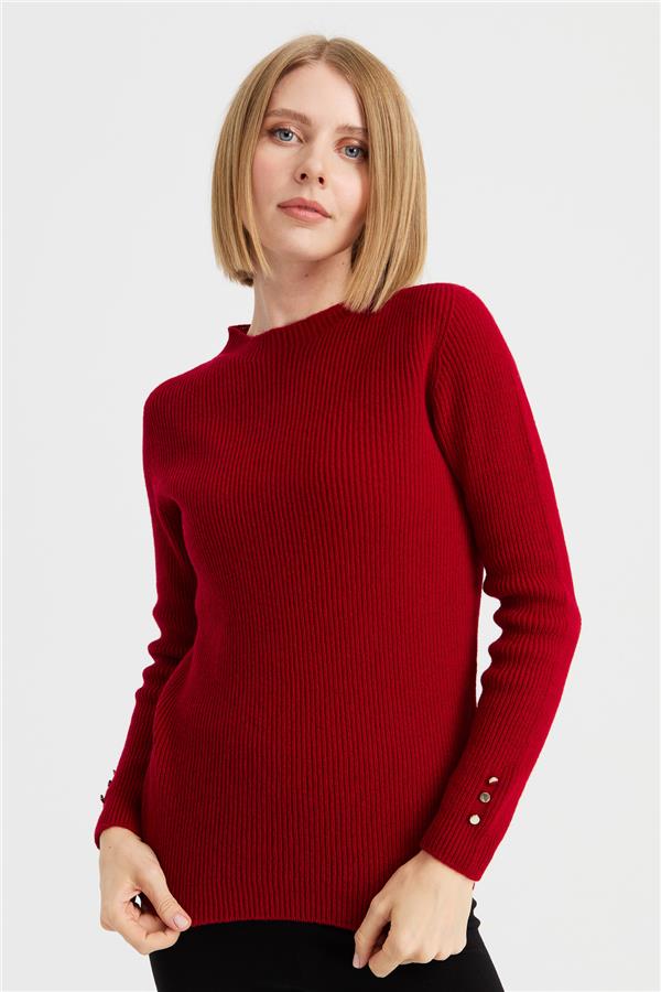Женский шерстяной свитер на пуговицах с круглым вырезом