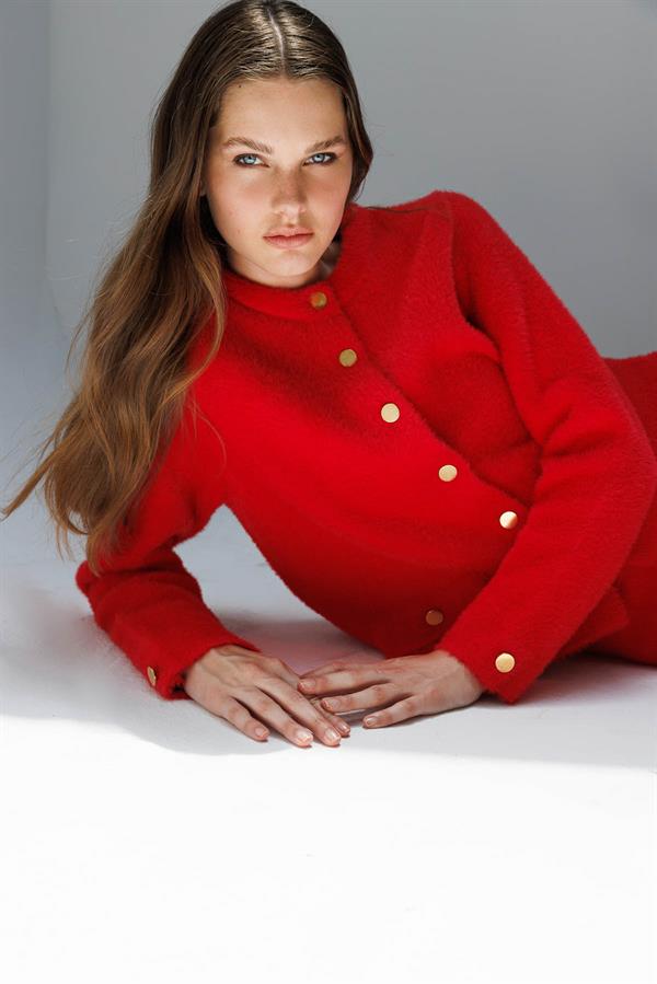 Kadın Metal Düğmeli Afrodit Kısa Ceket Y.Kırmızı