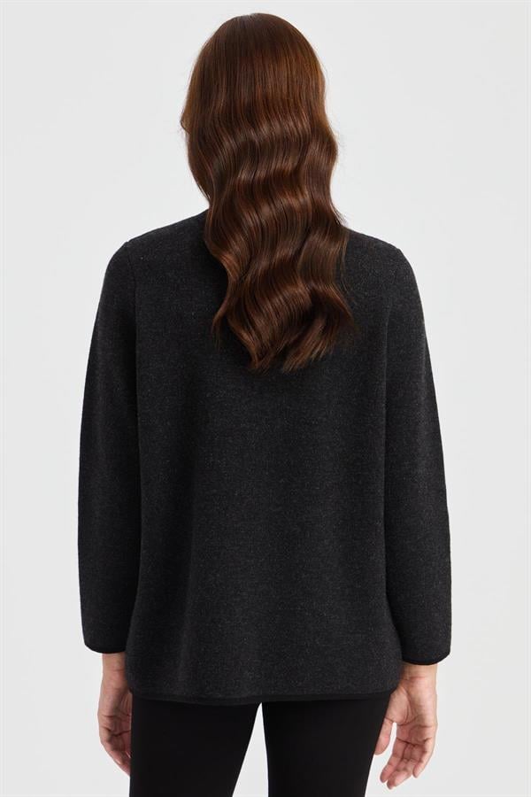 Женская шерстяная куртка с круглым вырезом, плечами и карманами из фетра с вышивкой