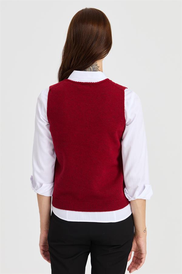 Женский свободный шерстяной свитер с круглым вырезом спереди