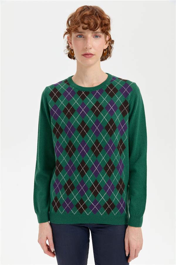 Kadın Sıfır Yaka Önü Baklavalı Yün Kazak Ö.Başı