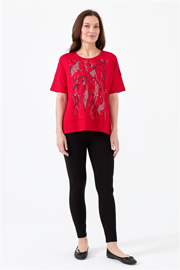 Womens Pinted T-Shirt Red