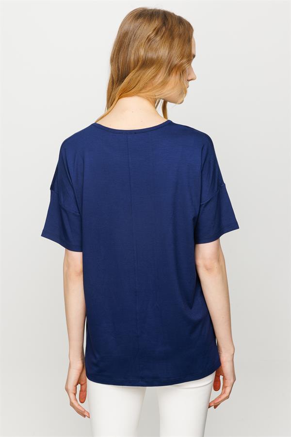 Womens Pinted T-Shirt Navy Blue