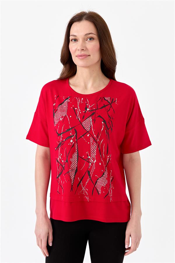 Womens Pinted T-Shirt Red
