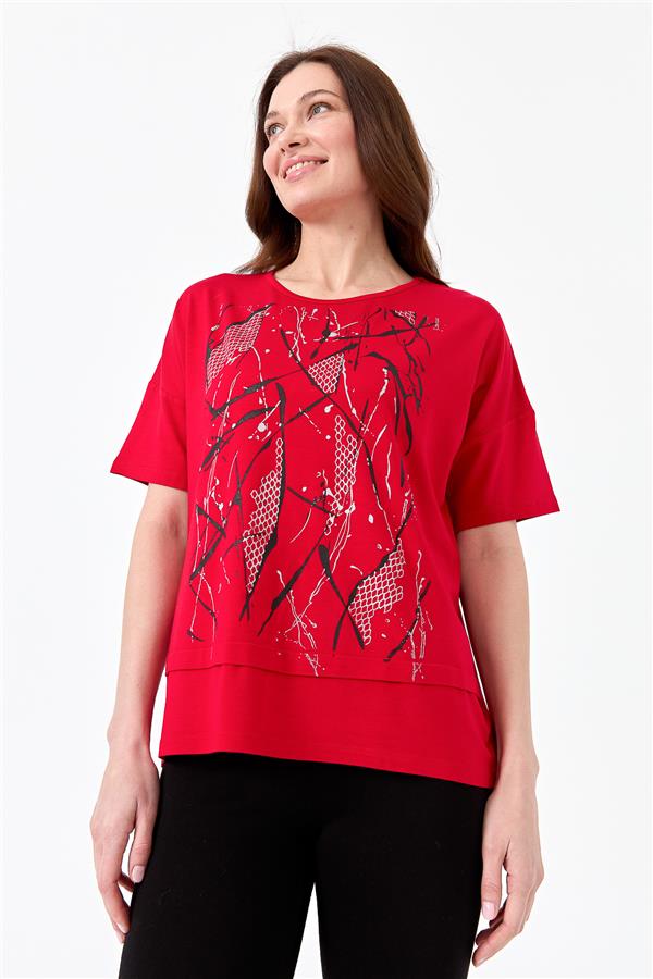 Womens Pinted T-Shirt Red