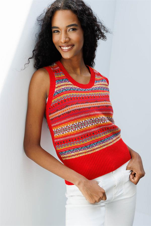 Kadın Sıfır Yaka Önü Jakarlı Yün Süveter Mercan