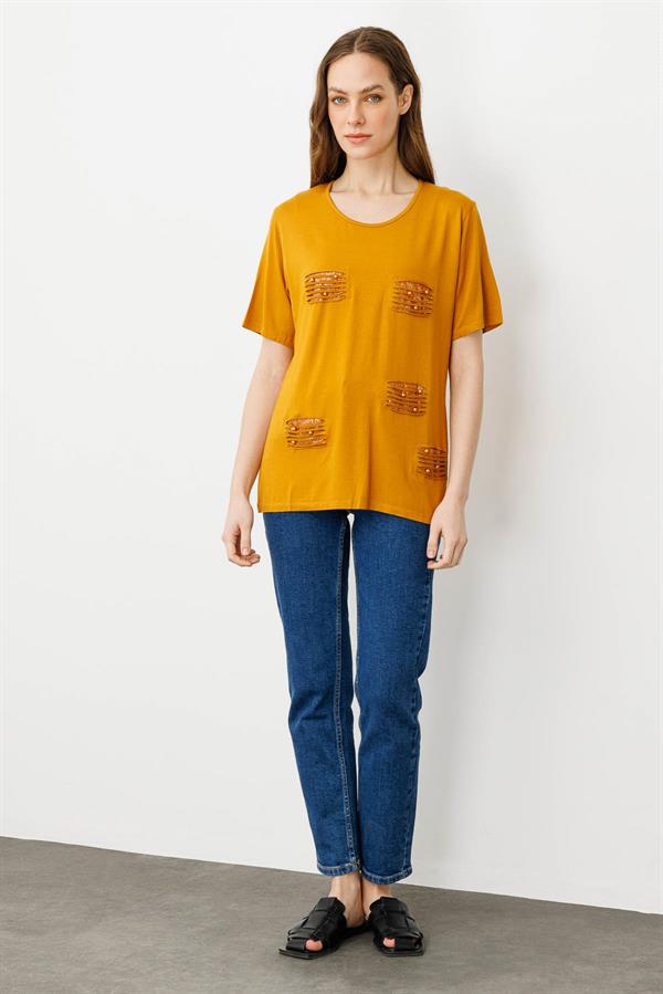 Womens Crew Neck Jersey T-shirt Honey