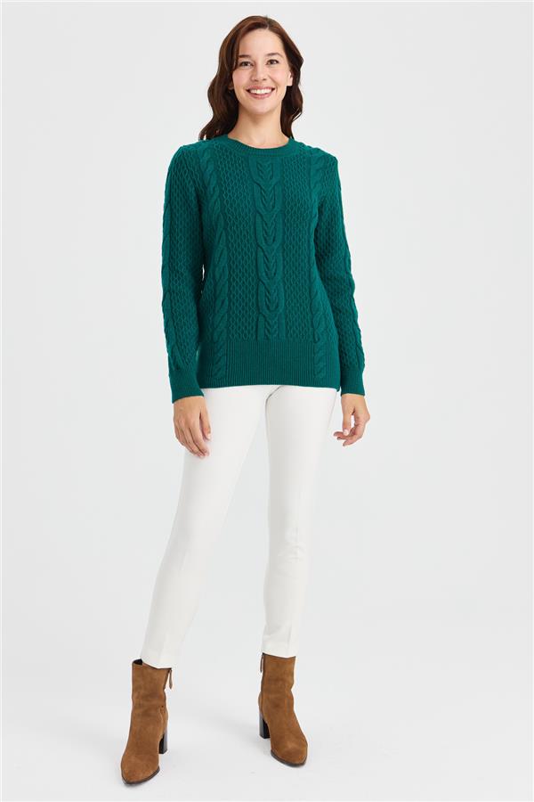 Женский вязаный шерстяной свитер средней длины с нулевым воротником