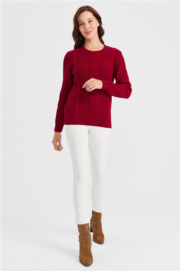 Женский вязаный шерстяной свитер средней длины с нулевым воротником