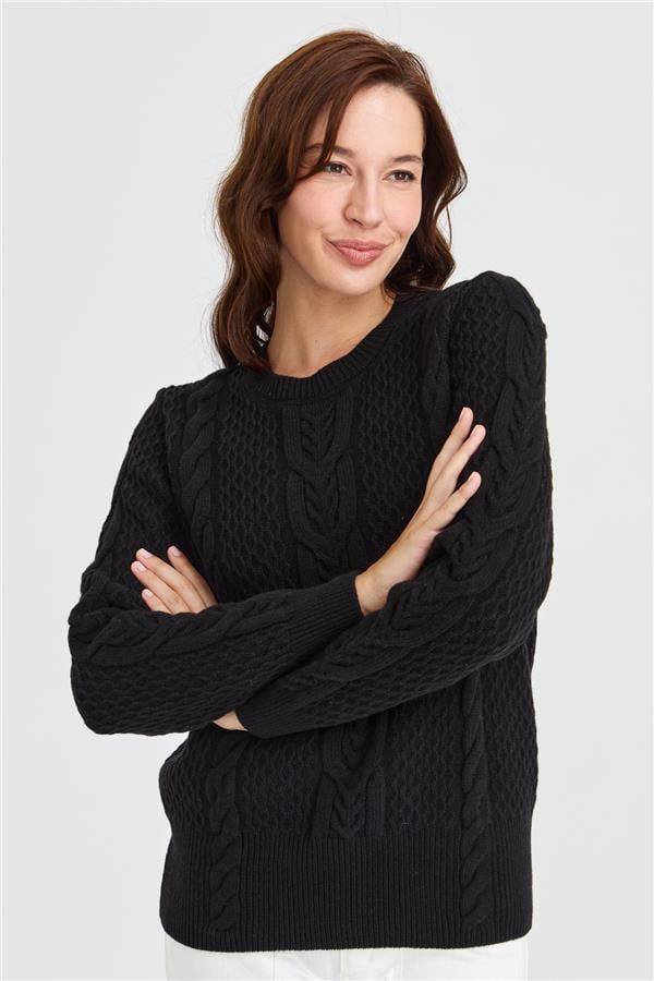 Женский вязаный шерстяной свитер средней длины с нулевым воротником