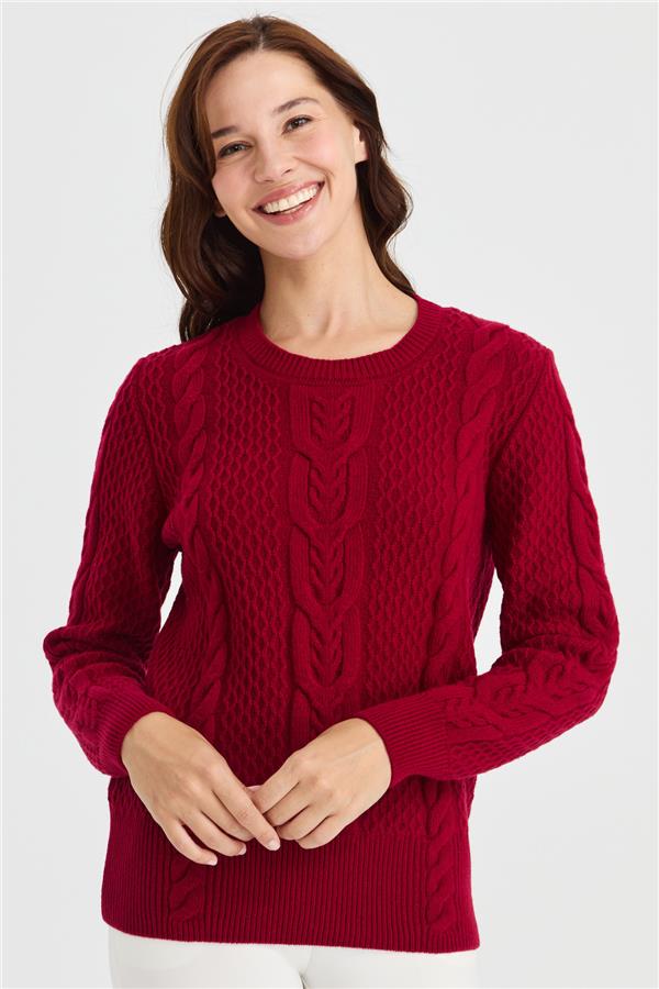 Женский вязаный шерстяной свитер средней длины с нулевым воротником