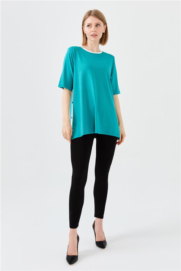 Womens Crew Neck Combed T-shirt Green