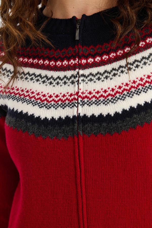 Женский халат с круглым вырезом, жаккардовый шерстяной кардиган