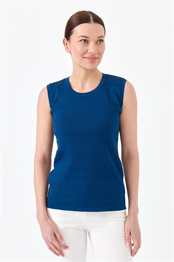 Womens Zero Collar Sleeveless Tank Top İndigo